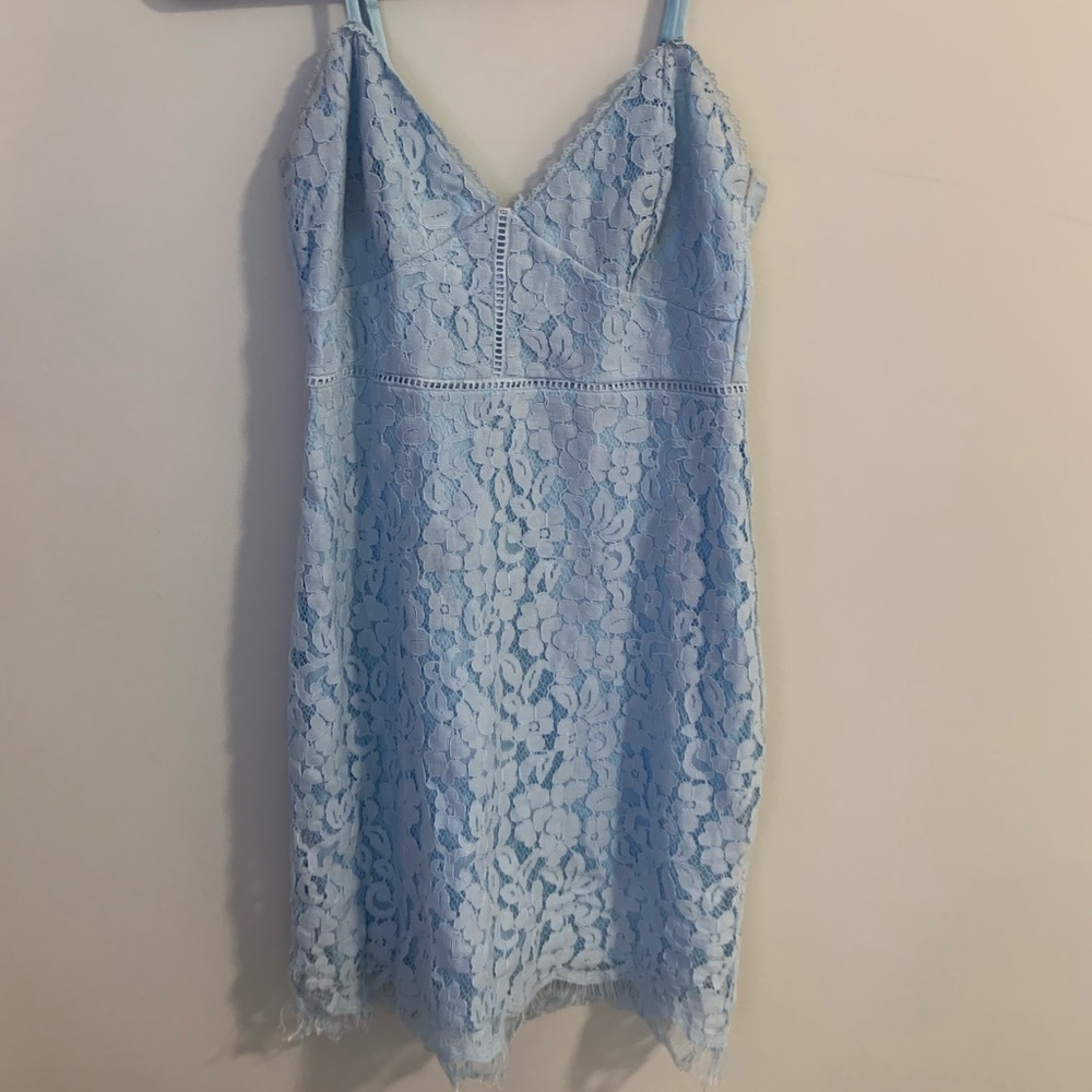 missguided blue lace mini dress
